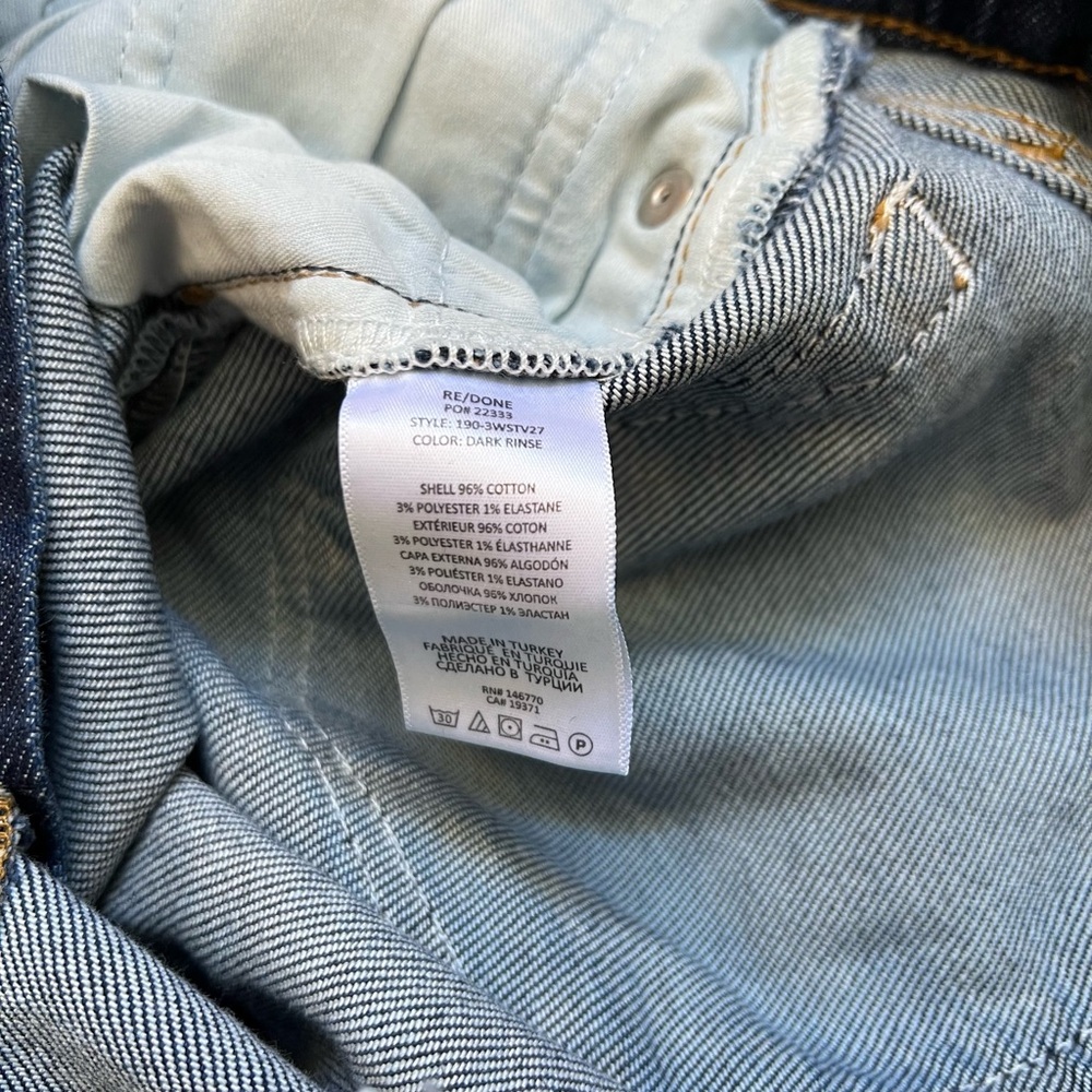 Re/Done 70s Stove Pipe Straight Leg High-Rise Jeans in Dark Indigo Denim Size 25 - Picture 6 of 13